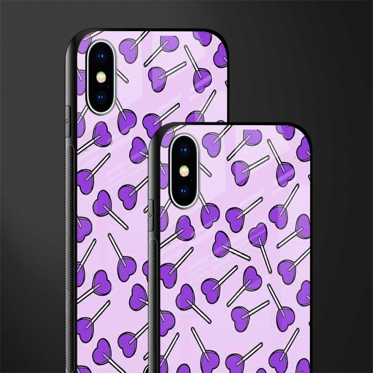 y2k hearts lollipop purple edition glass case for iphone xs image-2