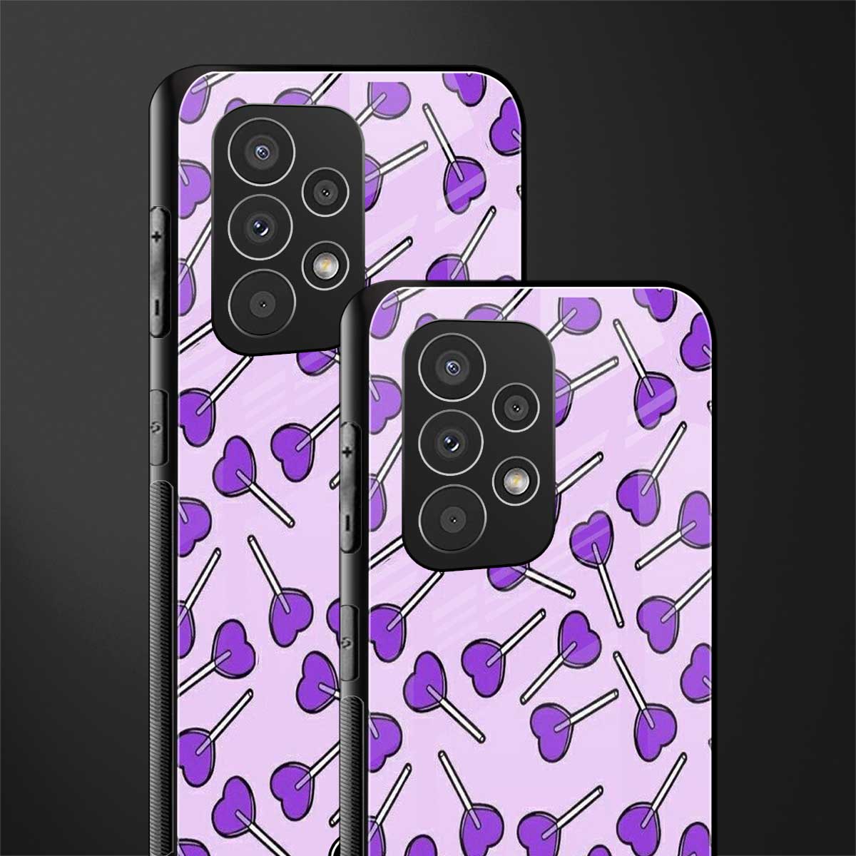 y2k hearts lollipop purple edition back phone cover | glass case for samsung galaxy a73 5g