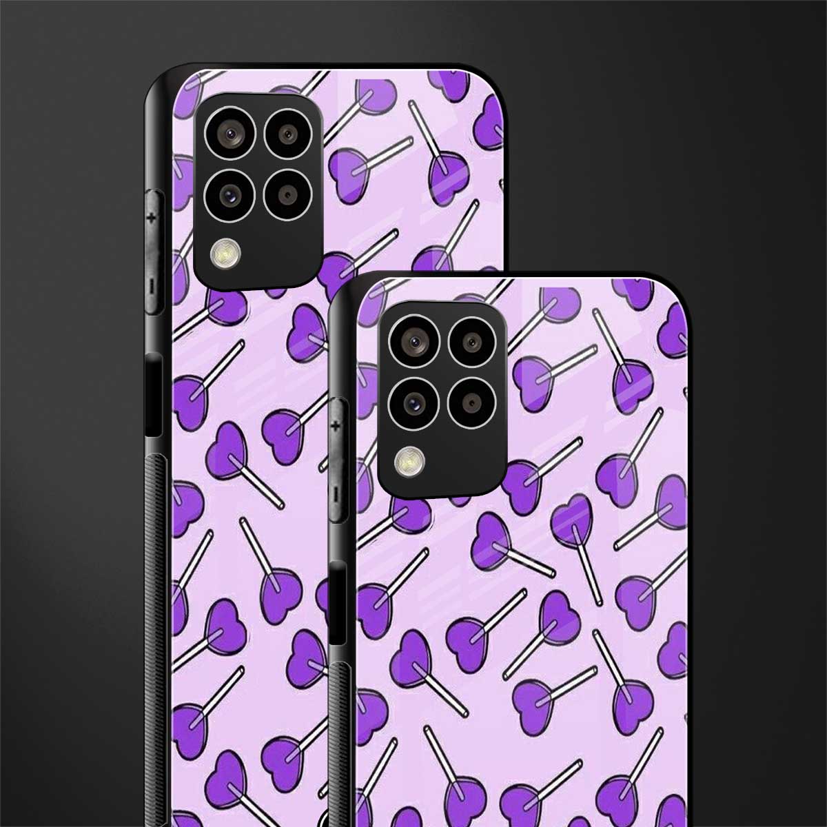 y2k hearts lollipop purple edition back phone cover | glass case for samsung galaxy m33 5g