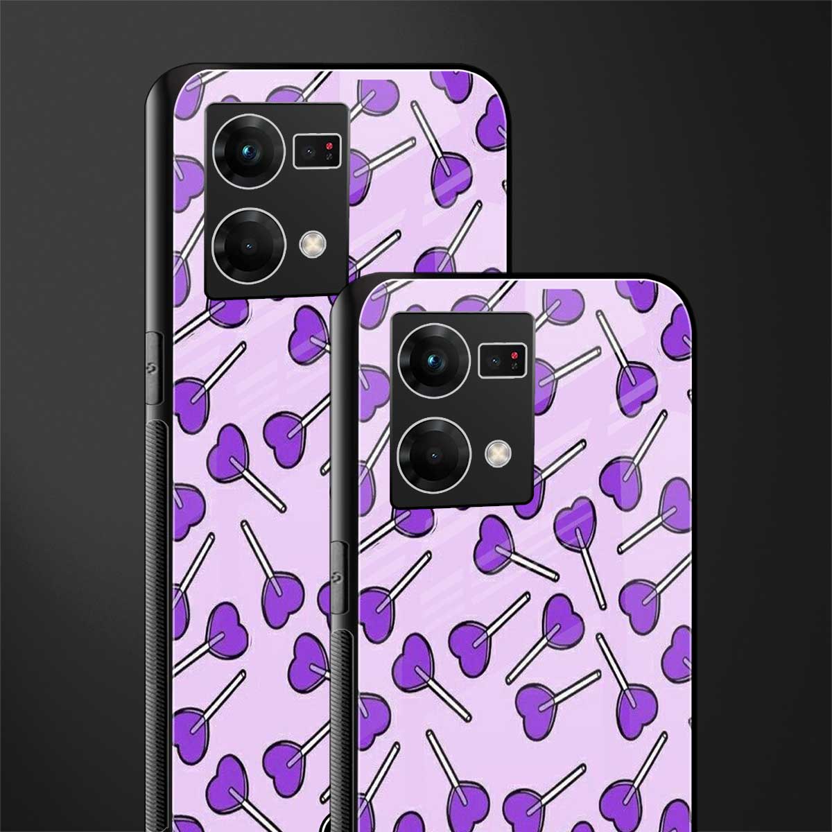 y2k hearts lollipop purple edition back phone cover | glass case for oppo f21 pro 4g