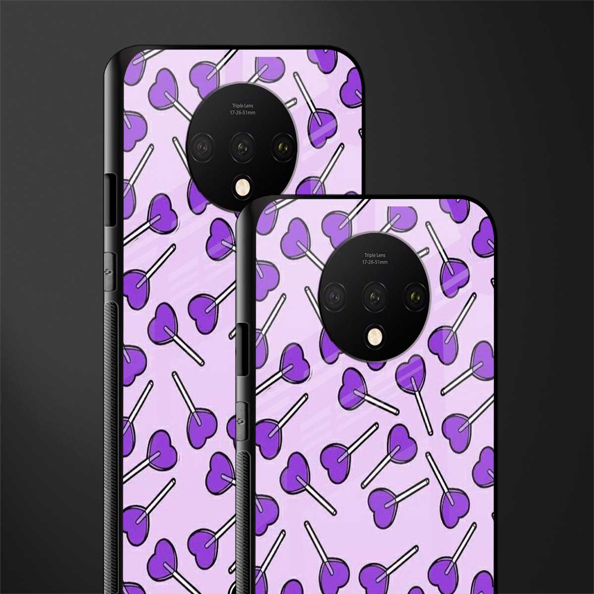 y2k hearts lollipop purple edition glass case for oneplus 7t image-2