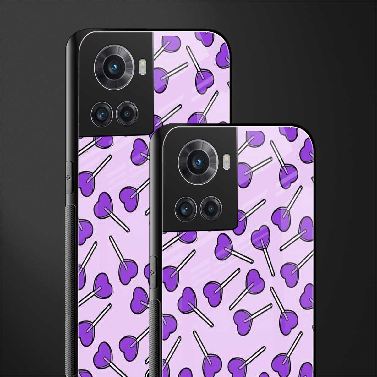 y2k hearts lollipop purple edition back phone cover | glass case for oneplus 10r 5g