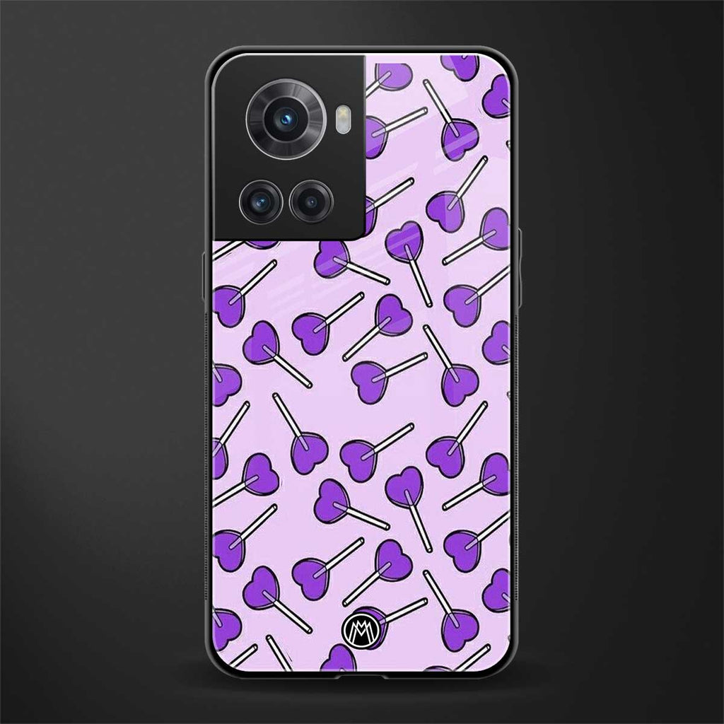 y2k hearts lollipop purple edition back phone cover | glass case for oneplus 10r 5g