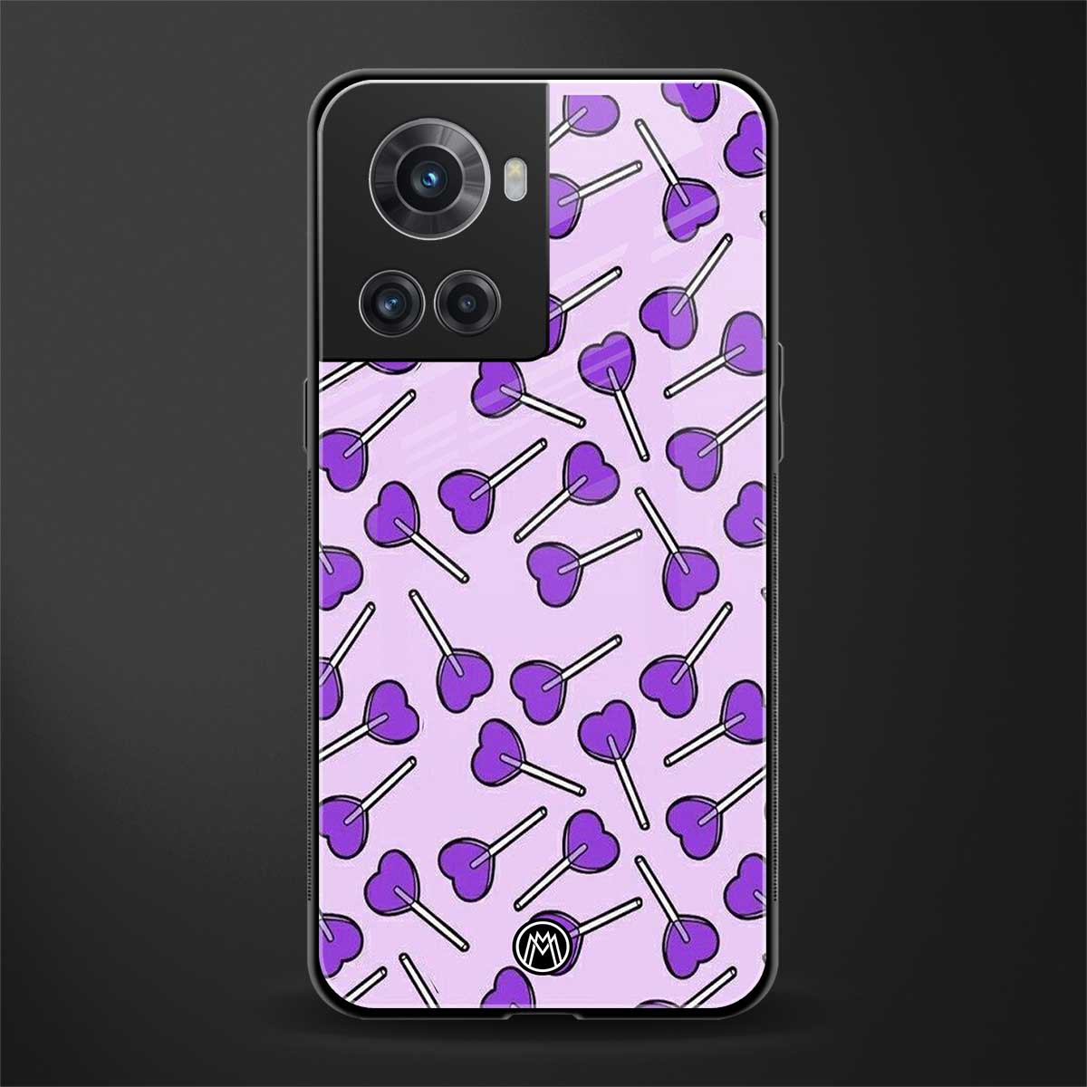 y2k hearts lollipop purple edition back phone cover | glass case for oneplus 10r 5g