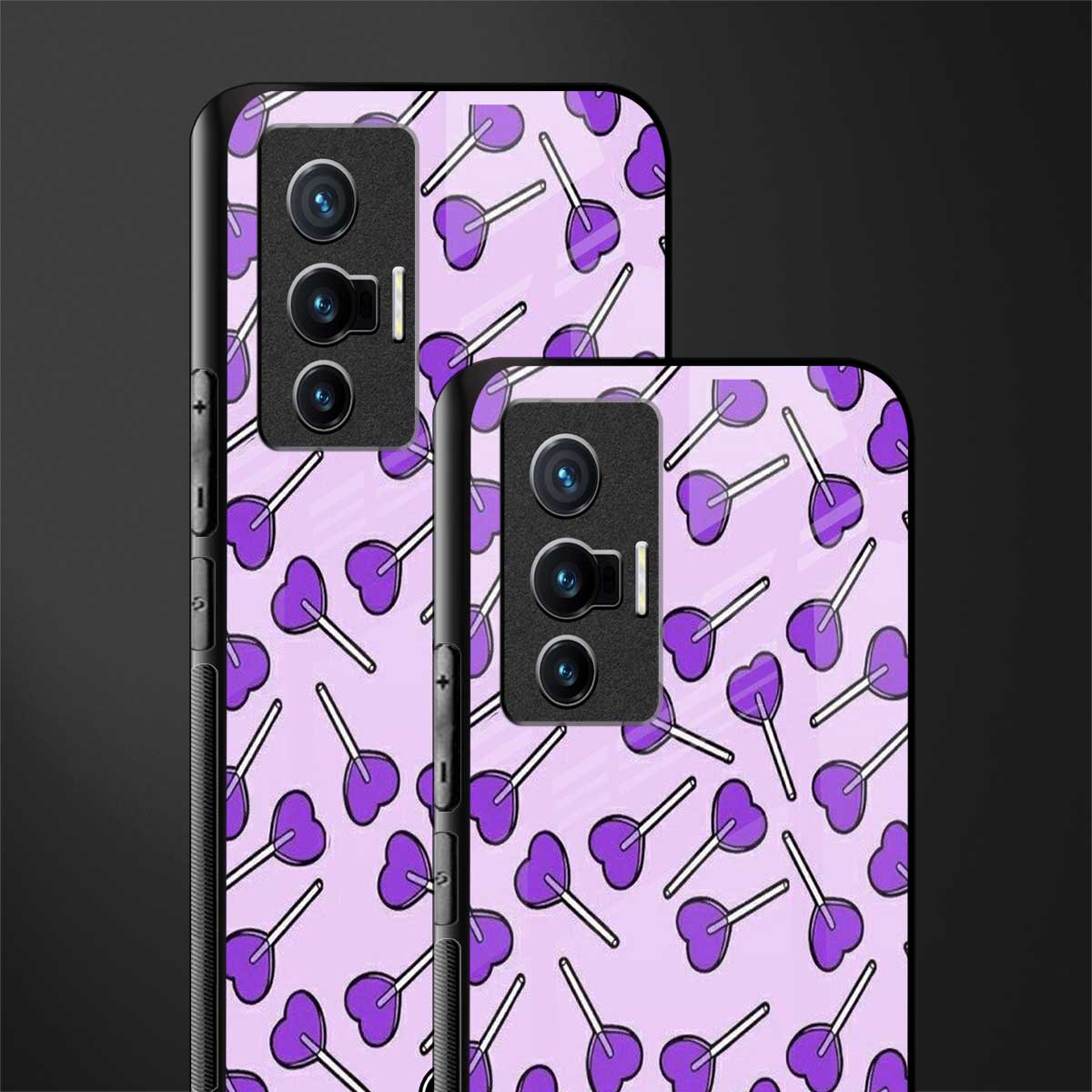 y2k hearts lollipop purple edition glass case for vivo x70 image-2