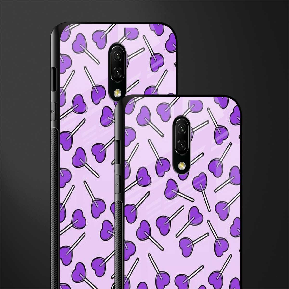 y2k hearts lollipop purple edition glass case for oneplus 7 image-2