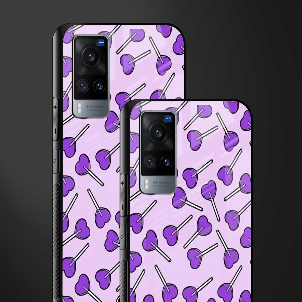 y2k hearts lollipop purple edition glass case for vivo x60 image-2