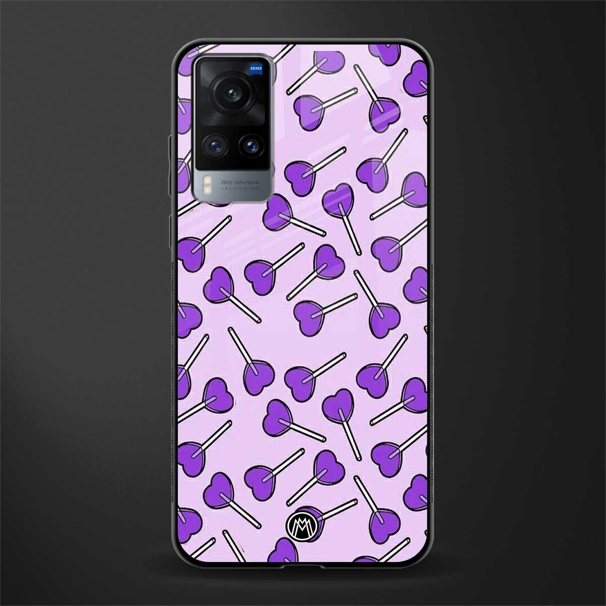 y2k hearts lollipop purple edition glass case for vivo x60 image