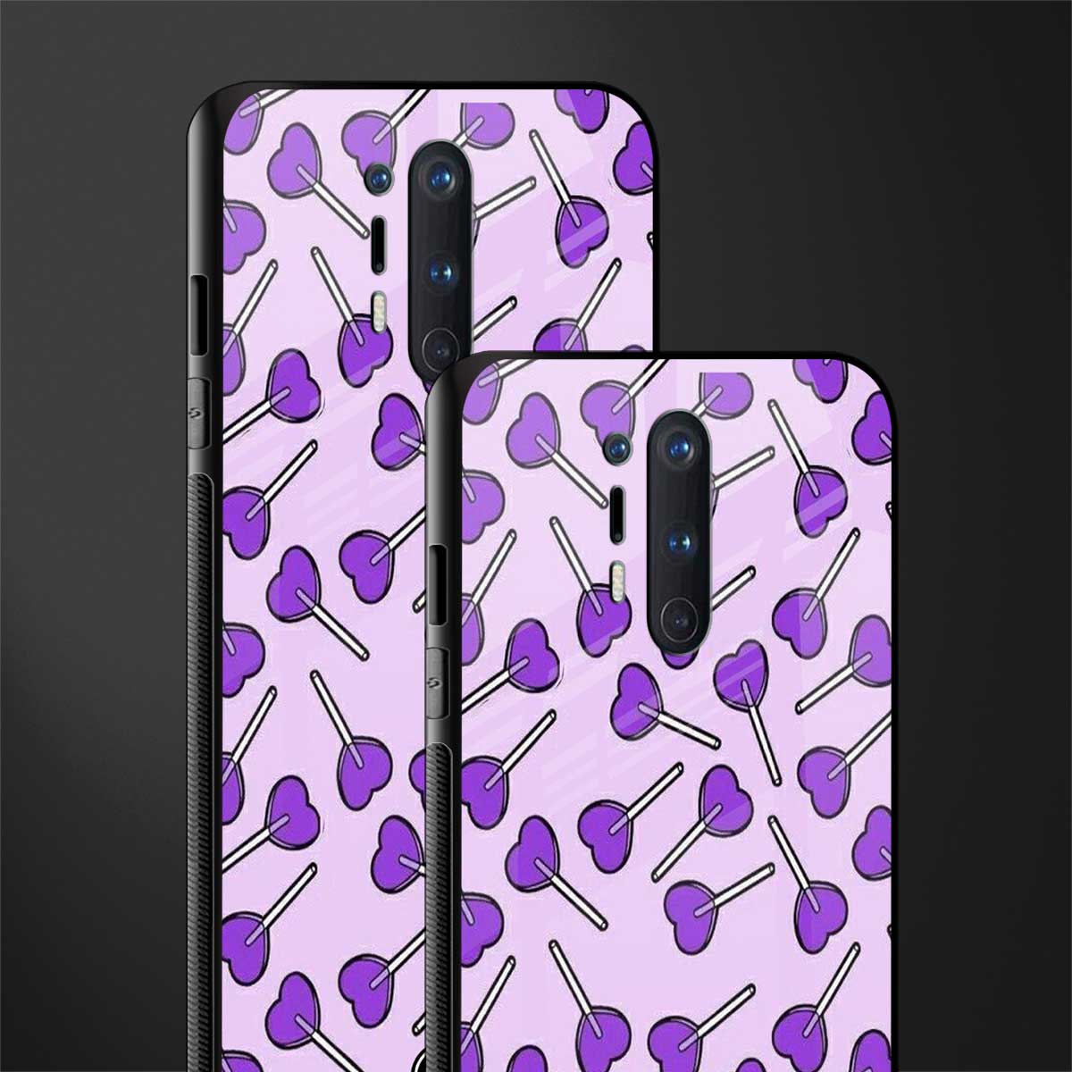 y2k hearts lollipop purple edition glass case for oneplus 8 pro image-2