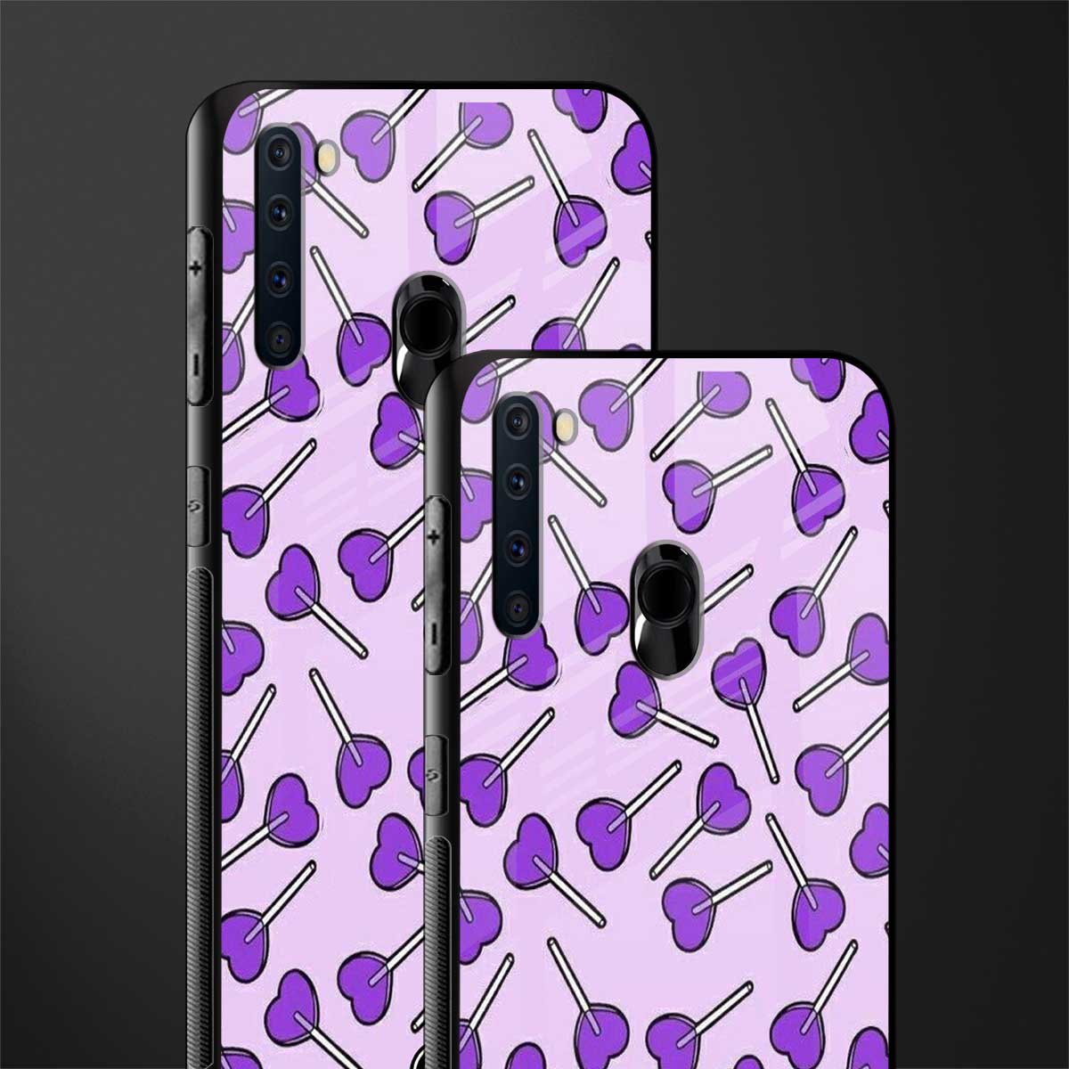 y2k hearts lollipop purple edition glass case for samsung a21 image-2