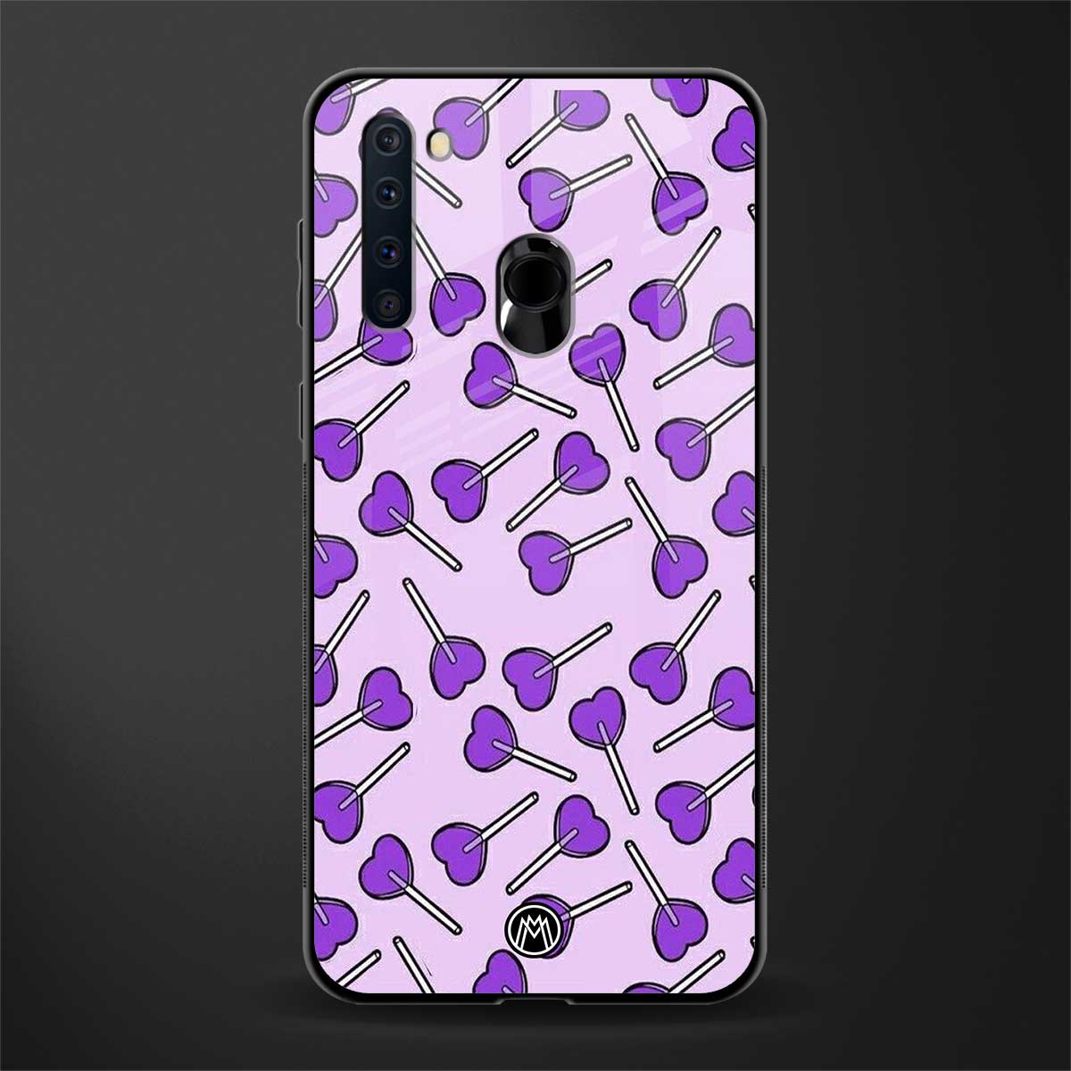 y2k hearts lollipop purple edition glass case for samsung a21 image