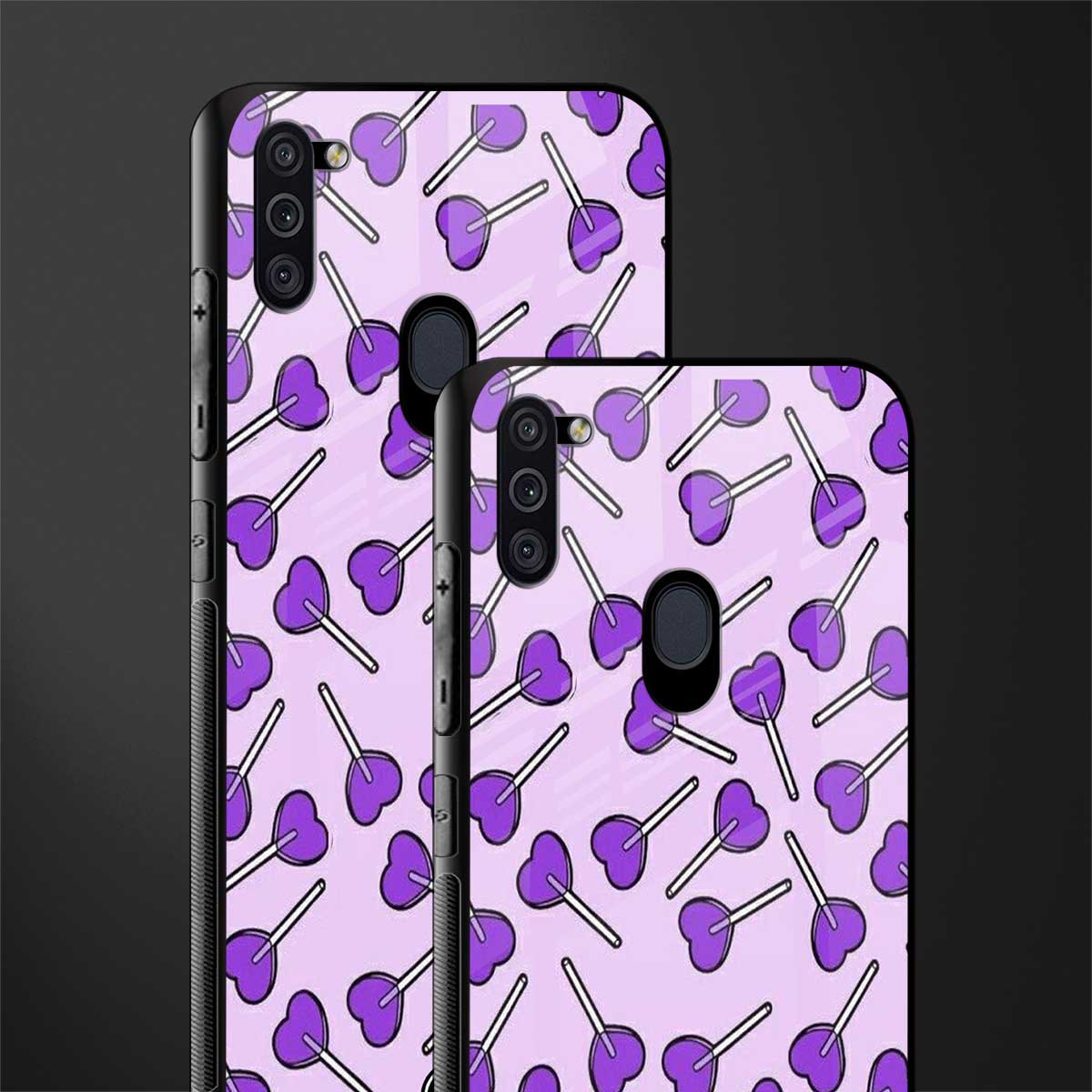 y2k hearts lollipop purple edition glass case for samsung galaxy m11 image-2