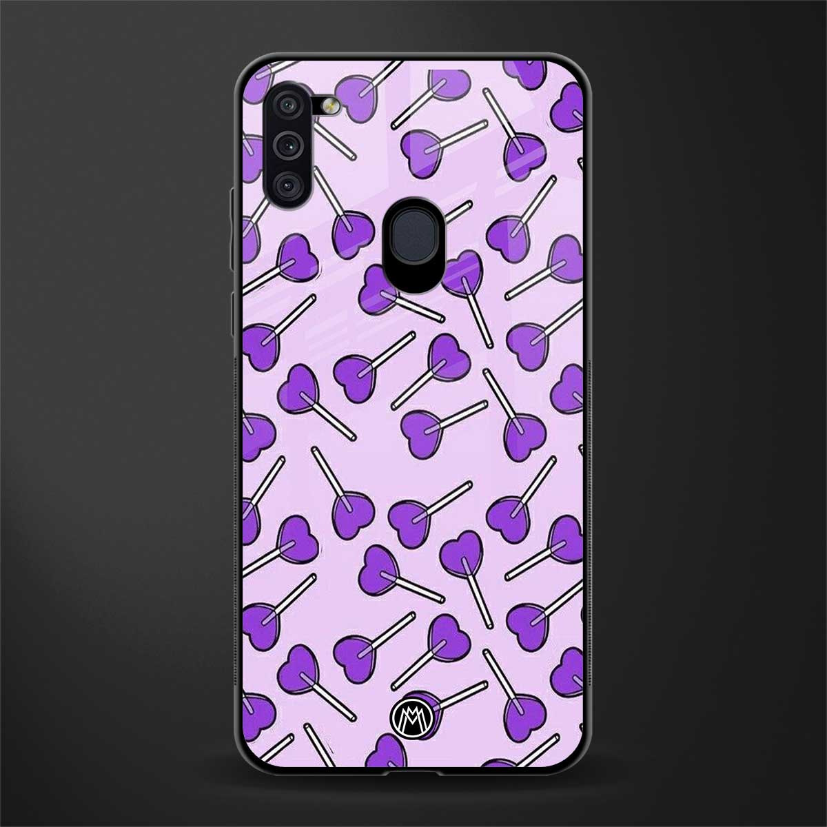 y2k hearts lollipop purple edition glass case for samsung a11 image