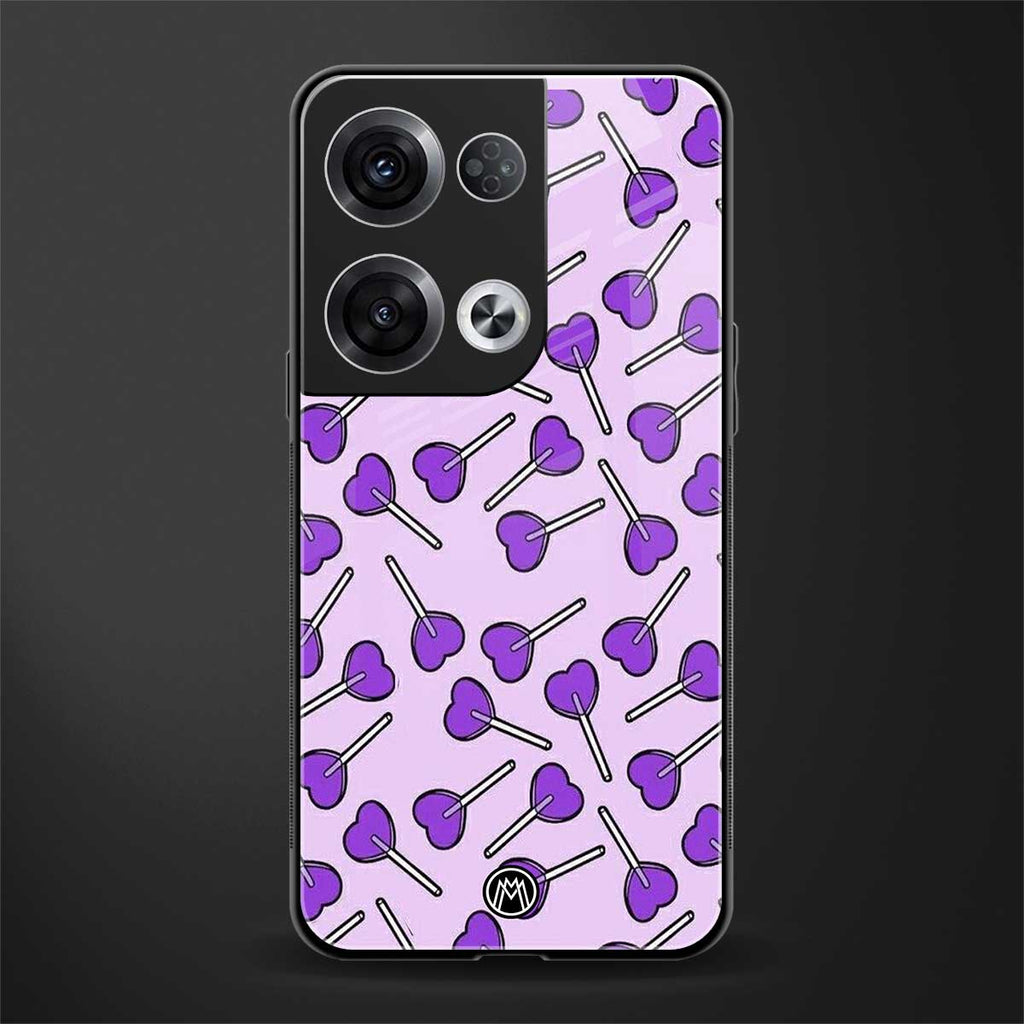 y2k hearts lollipop purple edition back phone cover | glass case for oppo reno 8