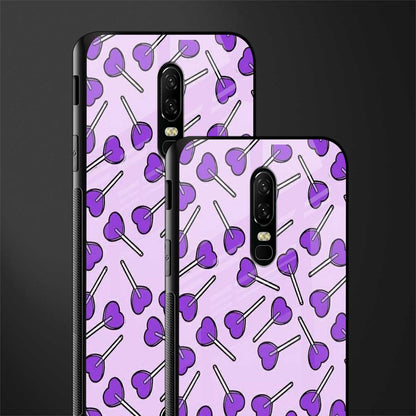 y2k hearts lollipop purple edition glass case for oneplus 6 image-2