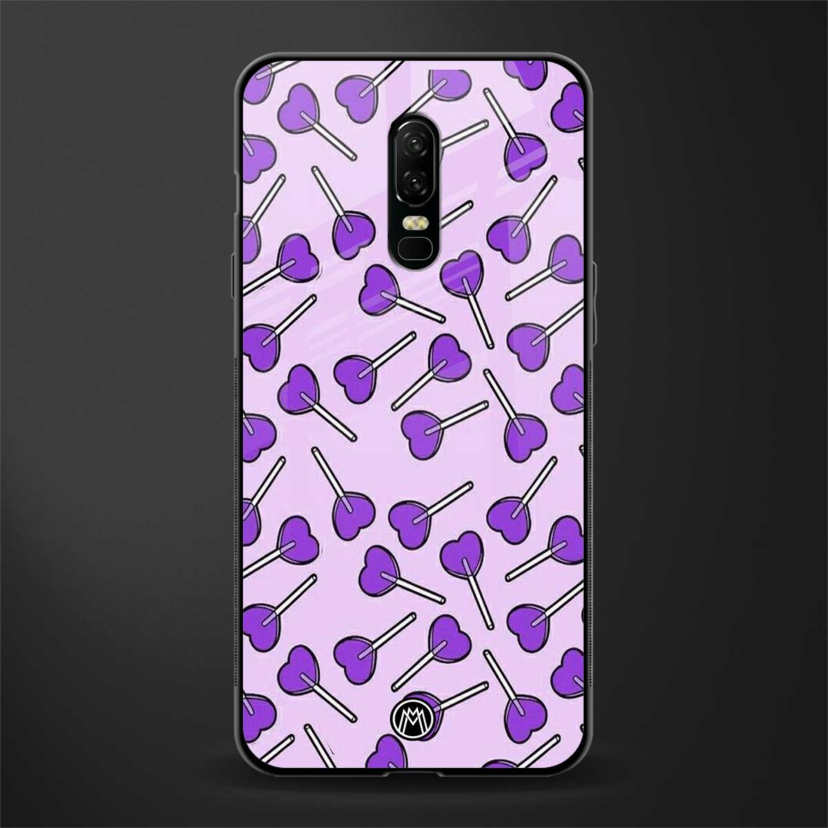 y2k hearts lollipop purple edition glass case for oneplus 6 image