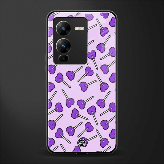 y2k hearts lollipop purple edition back phone cover | glass case for vivo v25 pro 5g