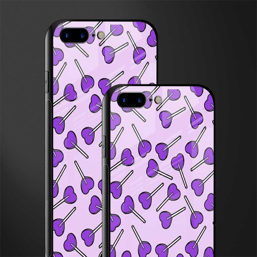 y2k hearts lollipop purple edition glass case for iphone 8 plus image-2
