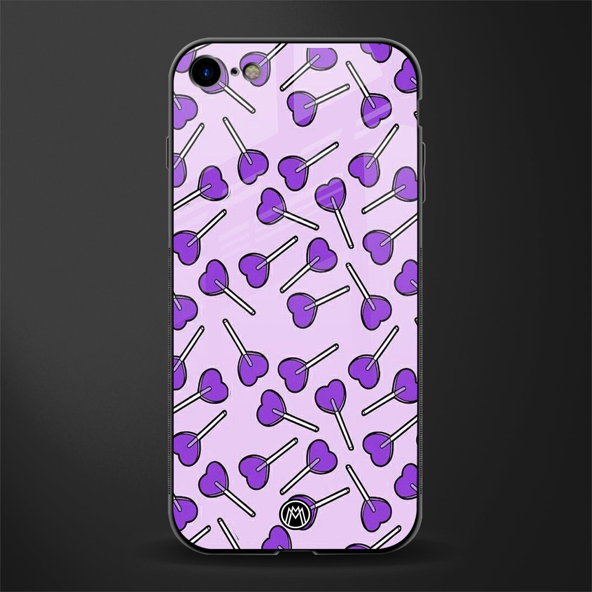 y2k hearts lollipop purple edition glass case for iphone 8 image