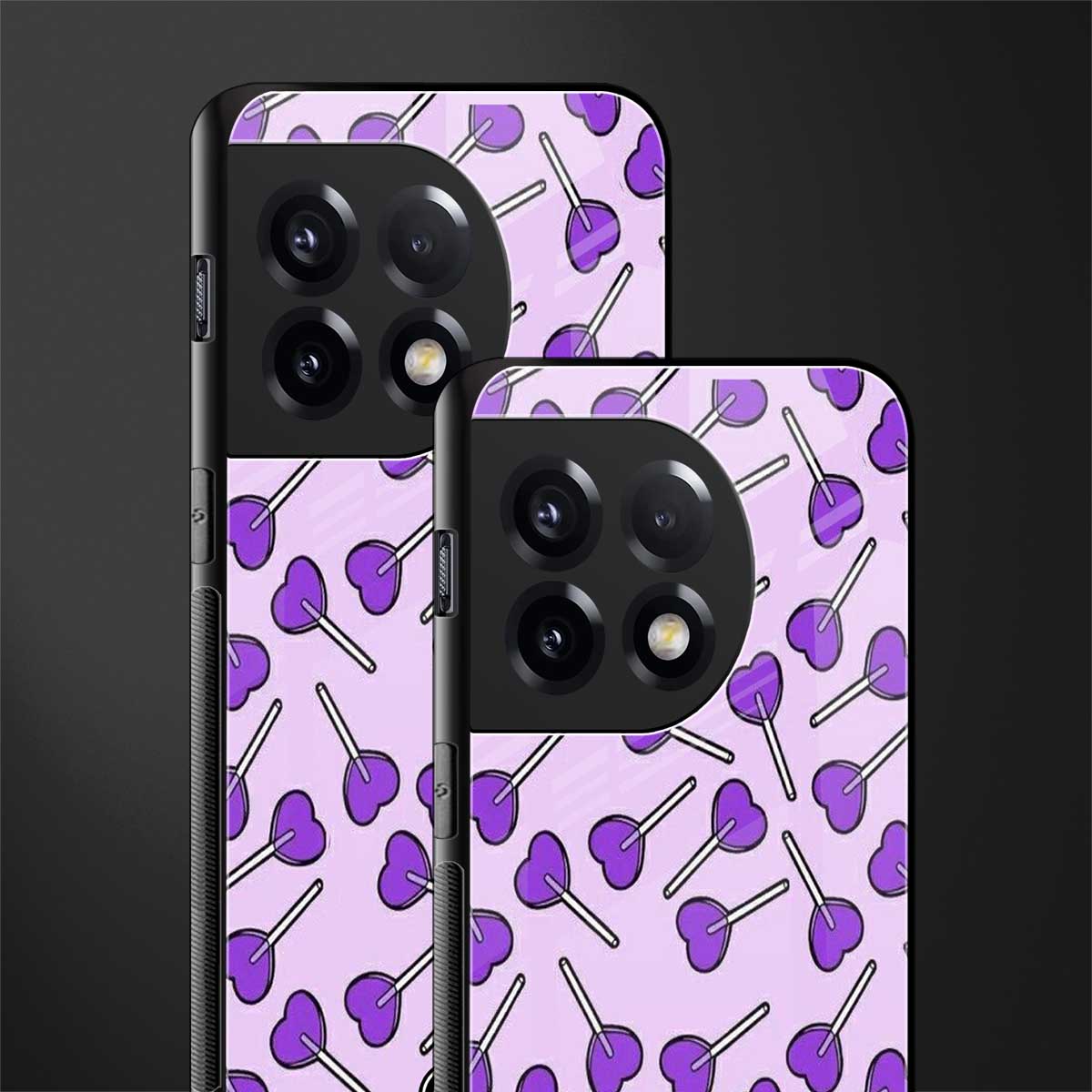 y2k hearts lollipop purple edition back phone cover | glass case for oneplus 11r