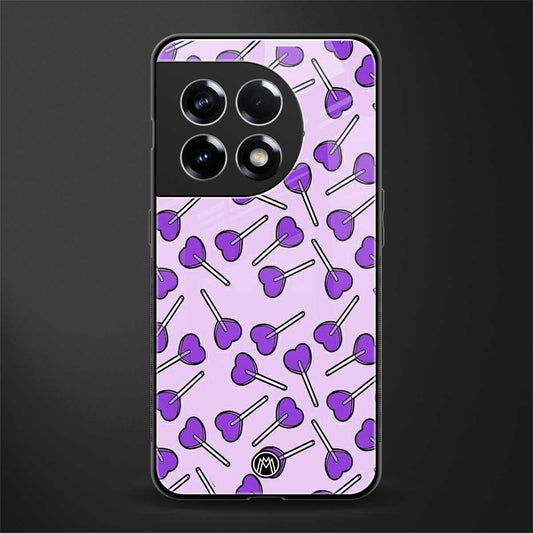 y2k hearts lollipop purple edition back phone cover | glass case for oneplus 11r