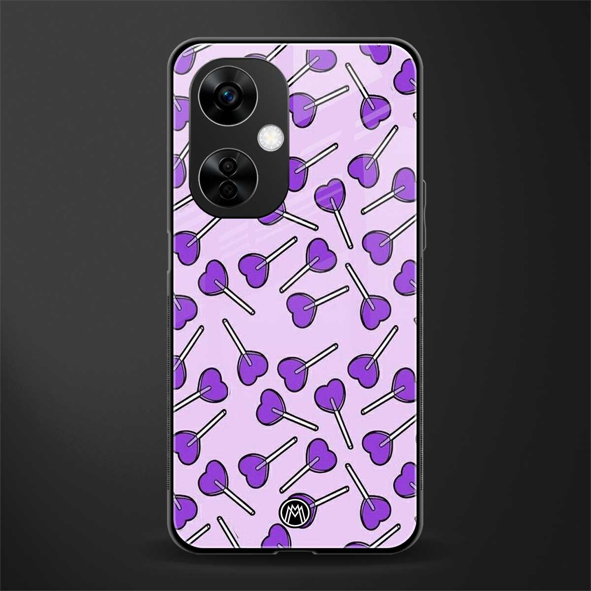 y2k hearts lollipop purple edition back phone cover | glass case for oneplus nord ce 3 lite