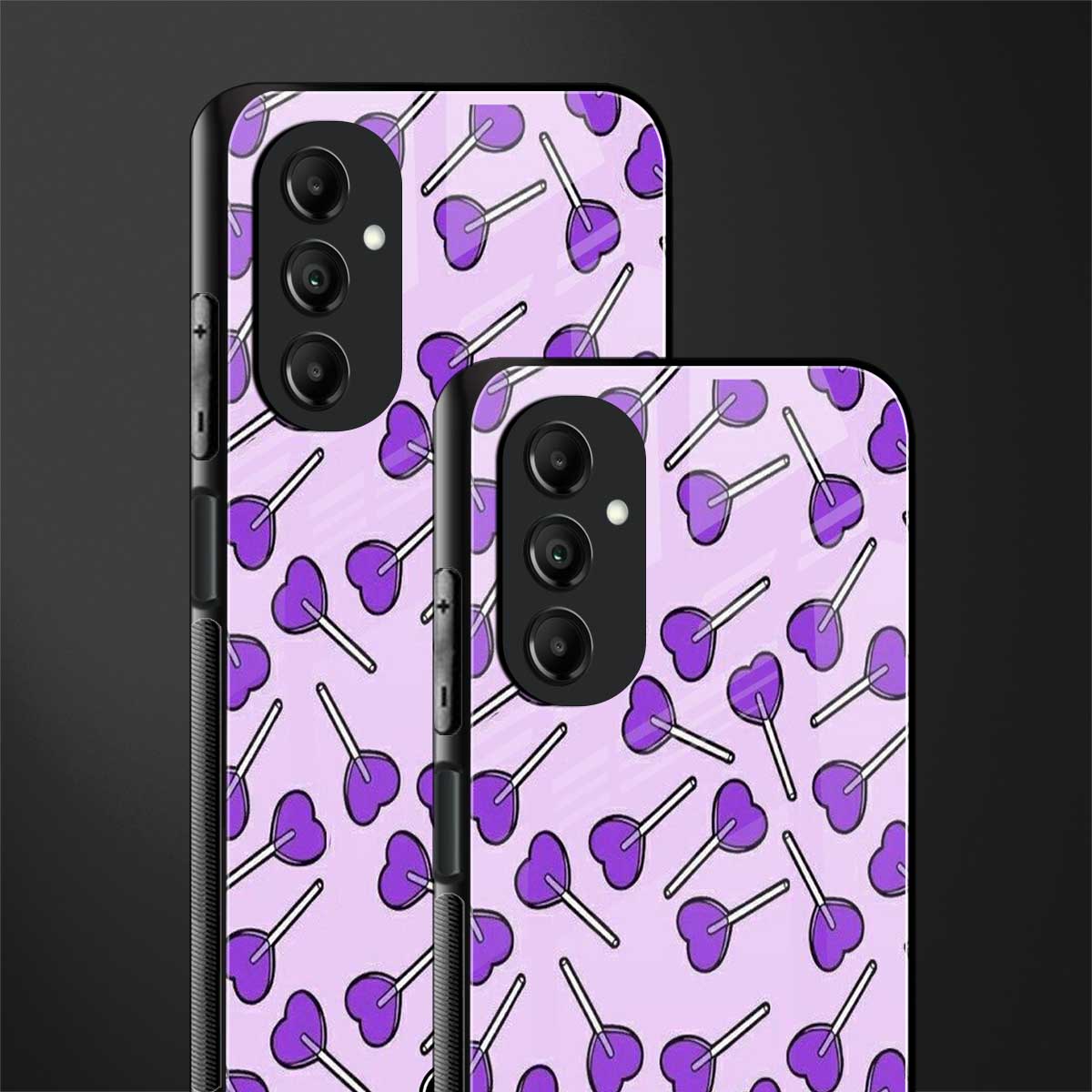 y2k hearts lollipop purple edition back phone cover | glass case for samsung galaxy a14 5g