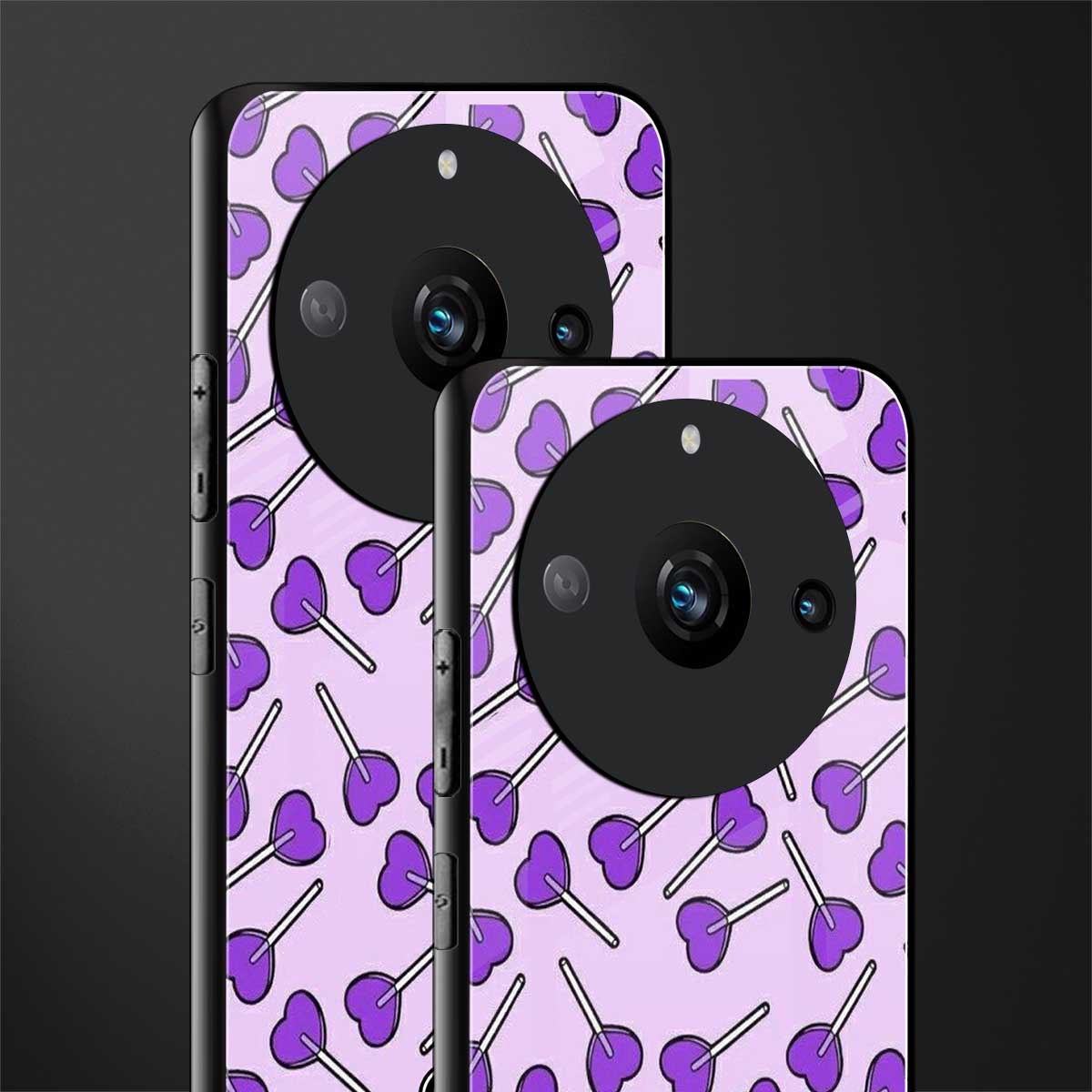 y2k hearts lollipop purple edition back phone cover | glass case for realme 11 pro 5g