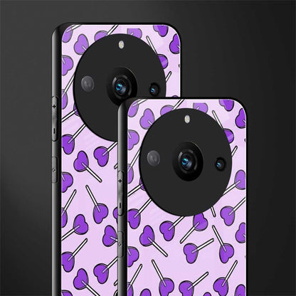 y2k hearts lollipop purple edition back phone cover | glass case for realme 11 pro 5g