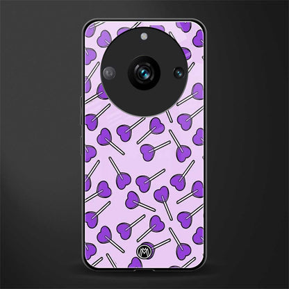 y2k hearts lollipop purple edition back phone cover | glass case for realme 11 pro 5g