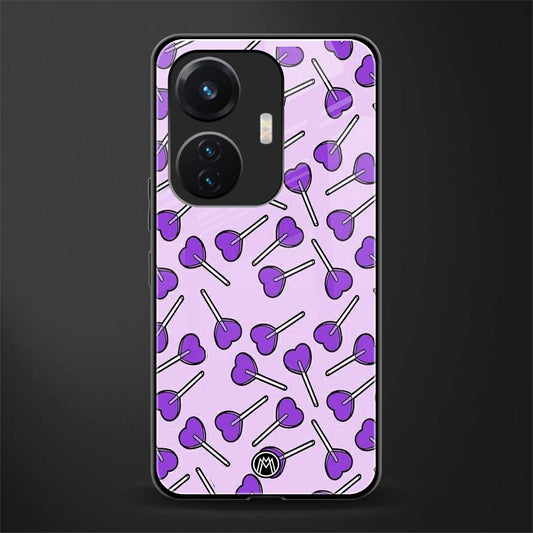 y2k hearts lollipop purple edition back phone cover | glass case for vivo t1 44w 4g