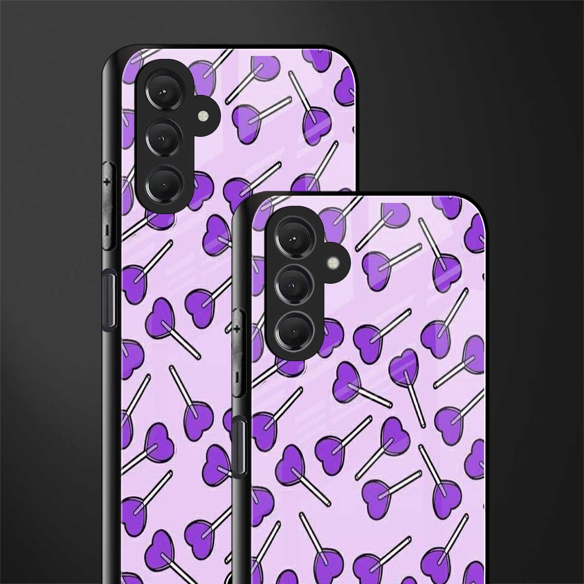 y2k hearts lollipop purple edition back phone cover | glass case for samsun galaxy a24 4g