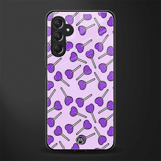 y2k hearts lollipop purple edition back phone cover | glass case for samsun galaxy a24 4g