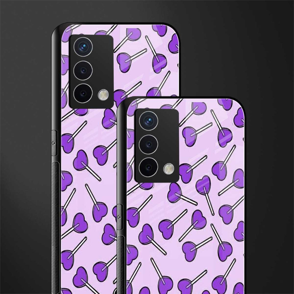 y2k hearts lollipop purple edition back phone cover | glass case for oppo a74 4g