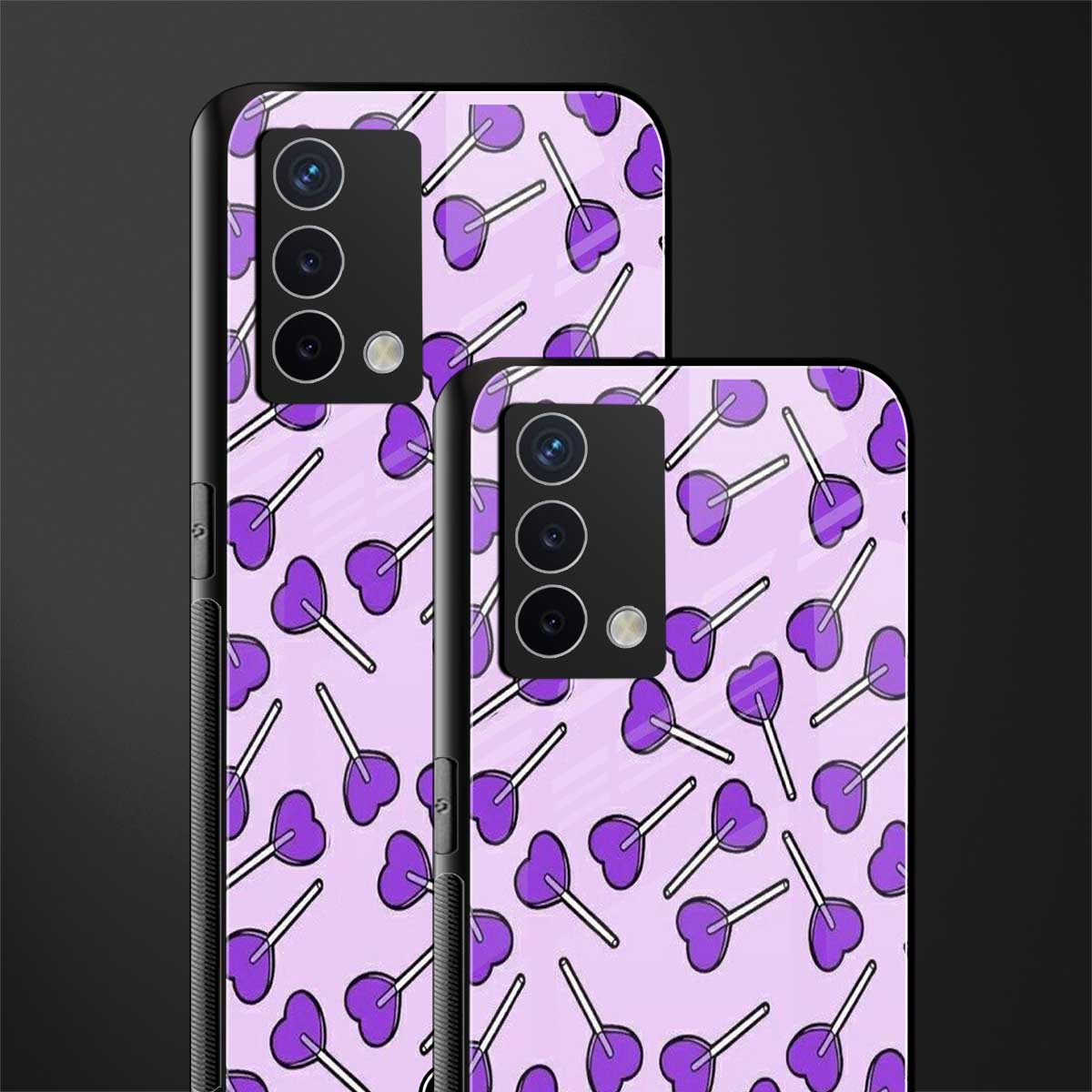 y2k hearts lollipop purple edition back phone cover | glass case for oppo a74 4g