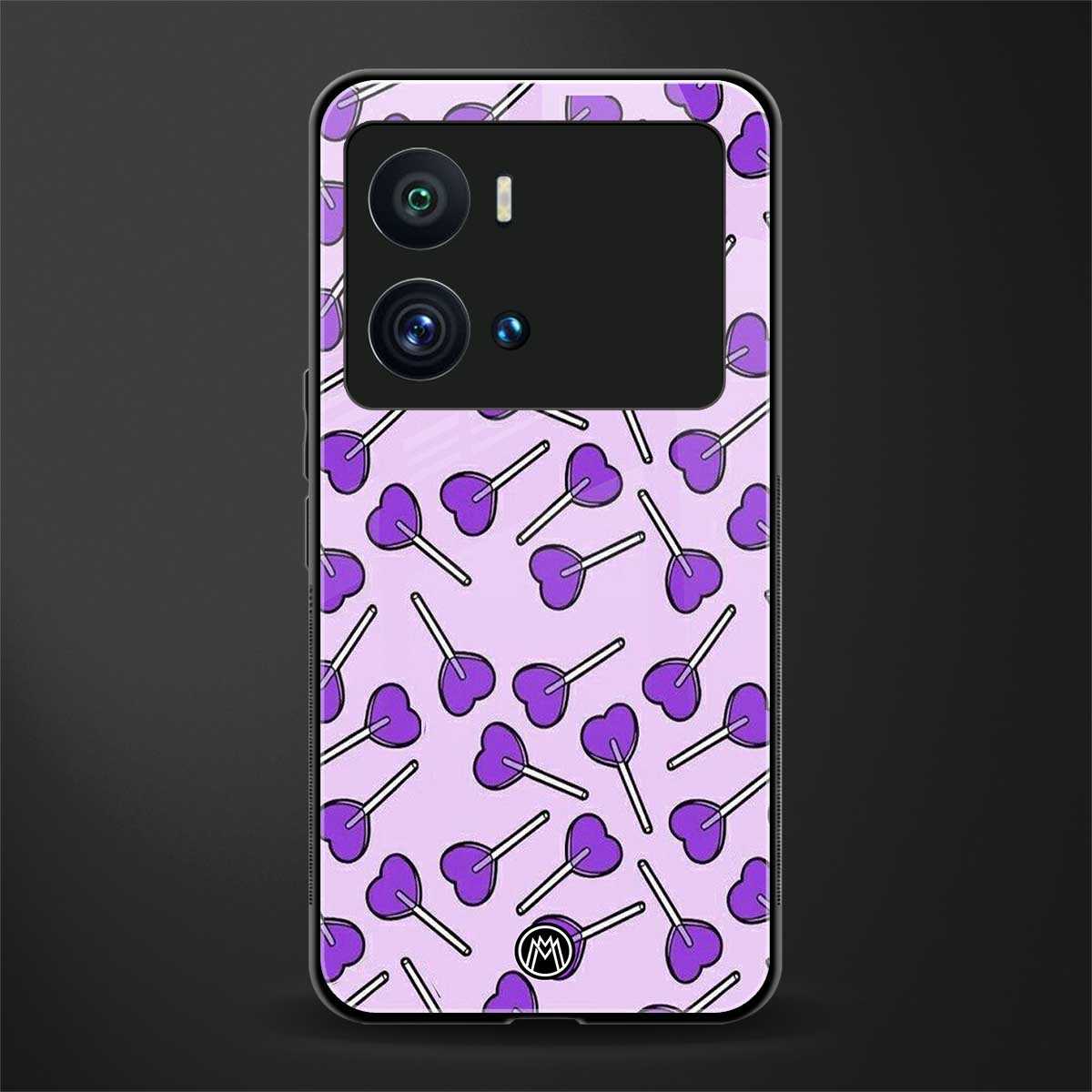 y2k hearts lollipop purple edition back phone cover | glass case for iQOO 9 Pro