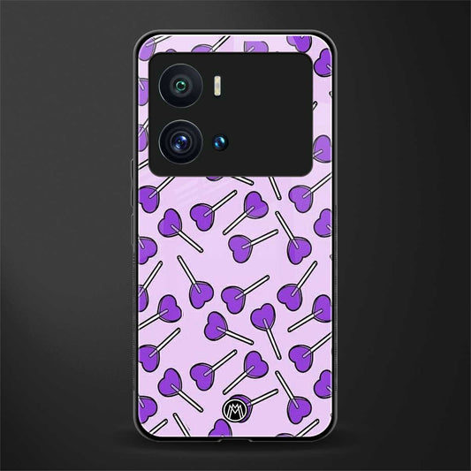 y2k hearts lollipop purple edition back phone cover | glass case for iQOO 9 Pro