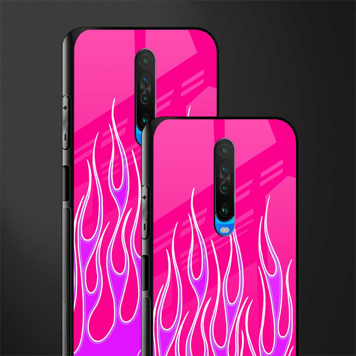 y2k hot pink flames glass case for poco x2 image-2