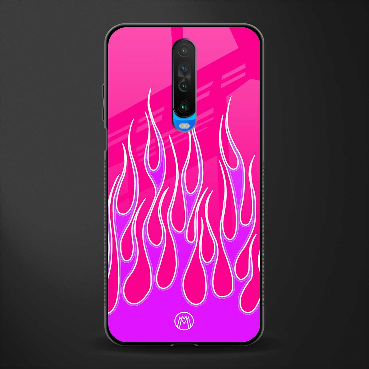 y2k hot pink flames glass case for poco x2 image