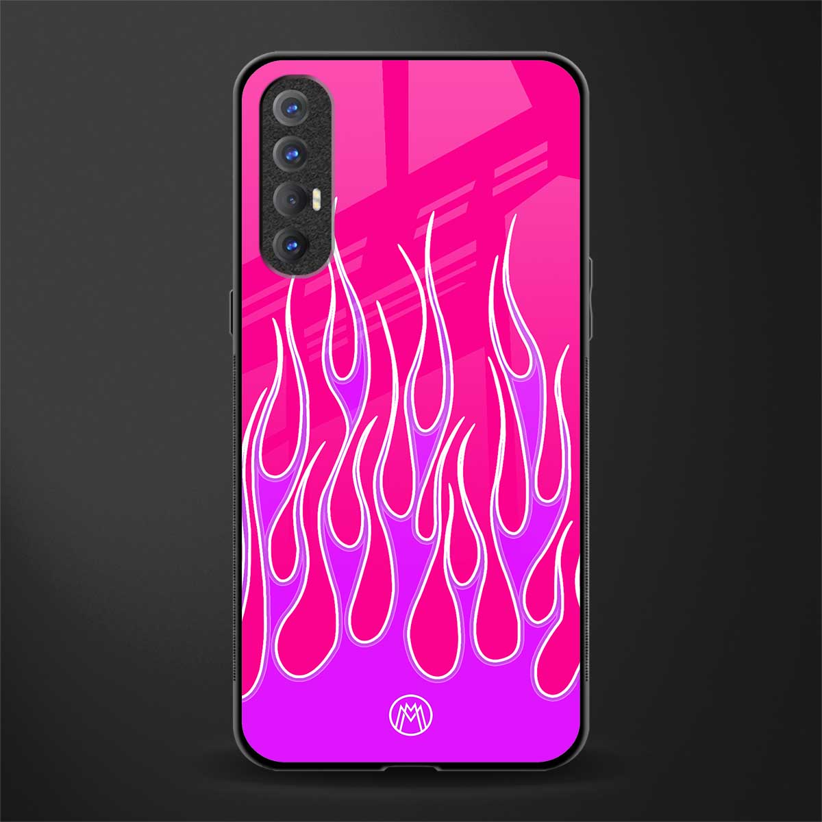 y2k hot pink flames glass case for oppo reno 3 pro image