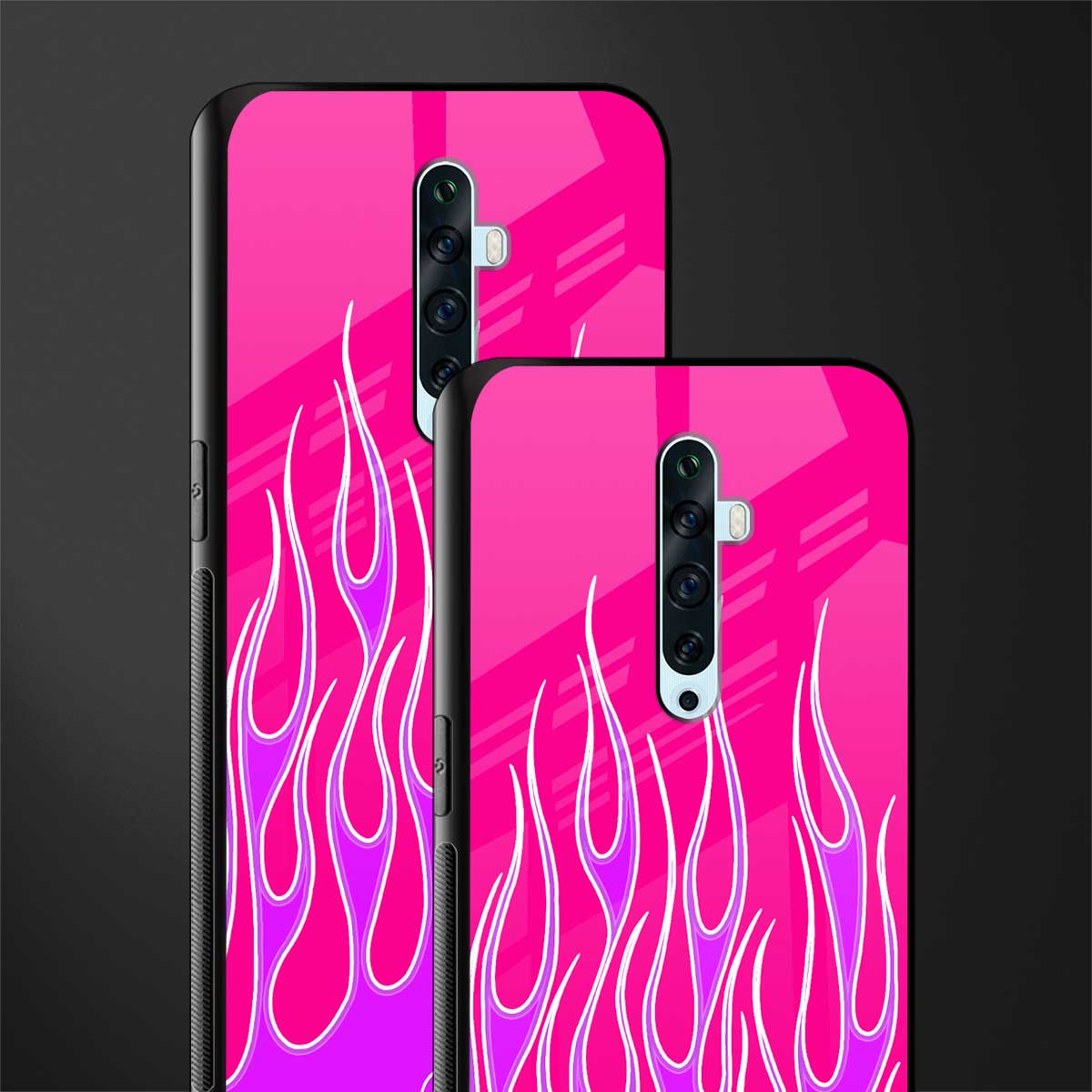 y2k hot pink flames glass case for oppo reno 2f image-2