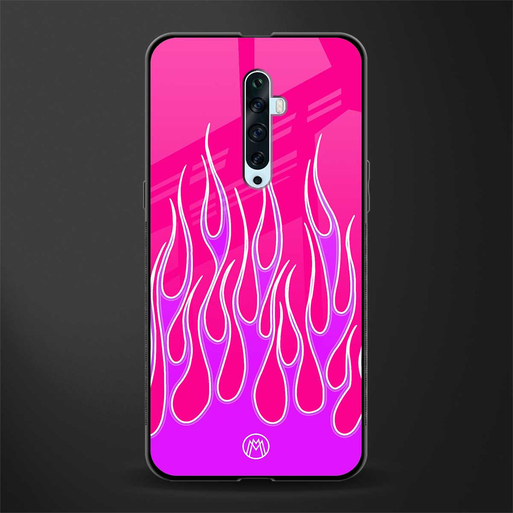 y2k hot pink flames glass case for oppo reno 2f image