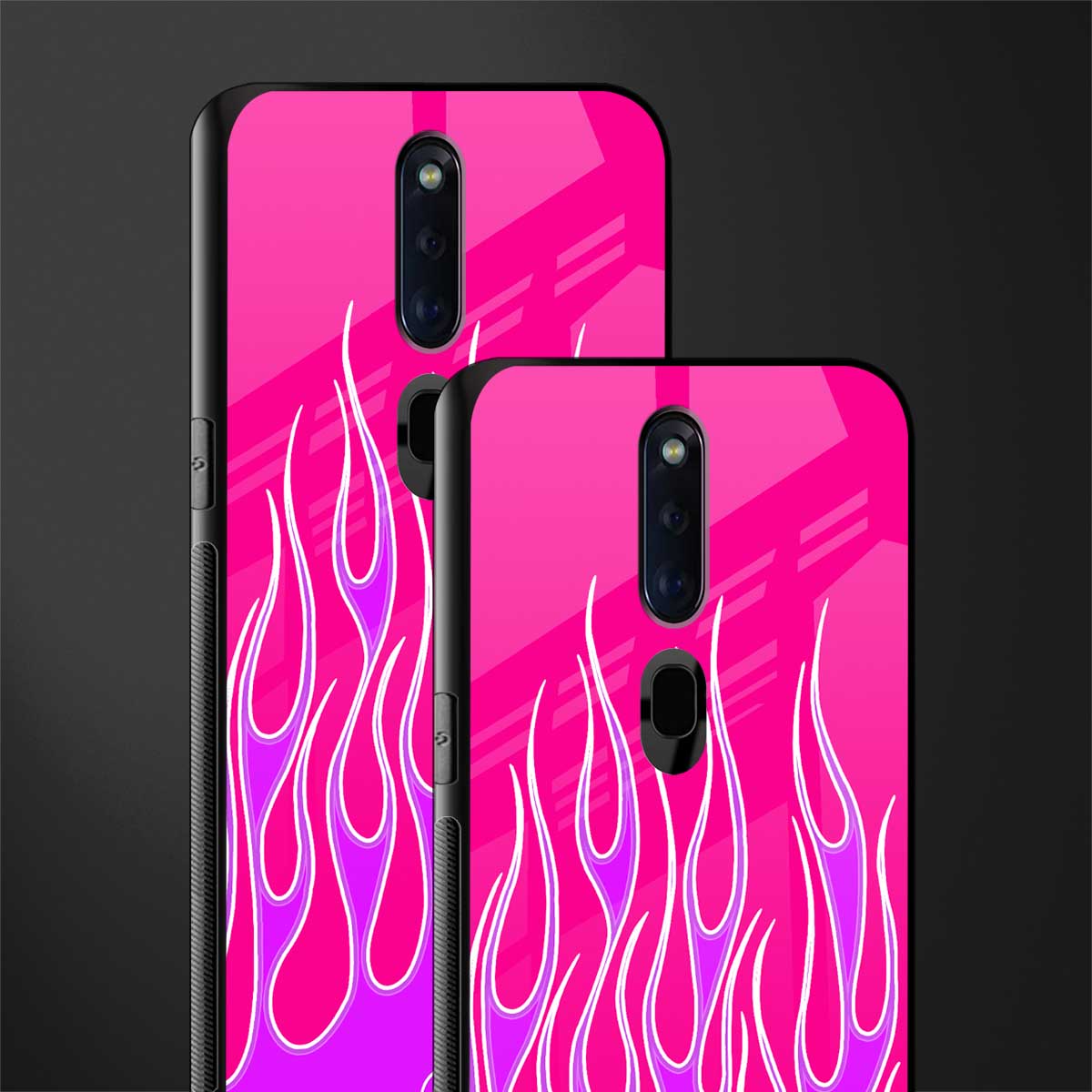 y2k hot pink flames glass case for oppo f11 pro image-2