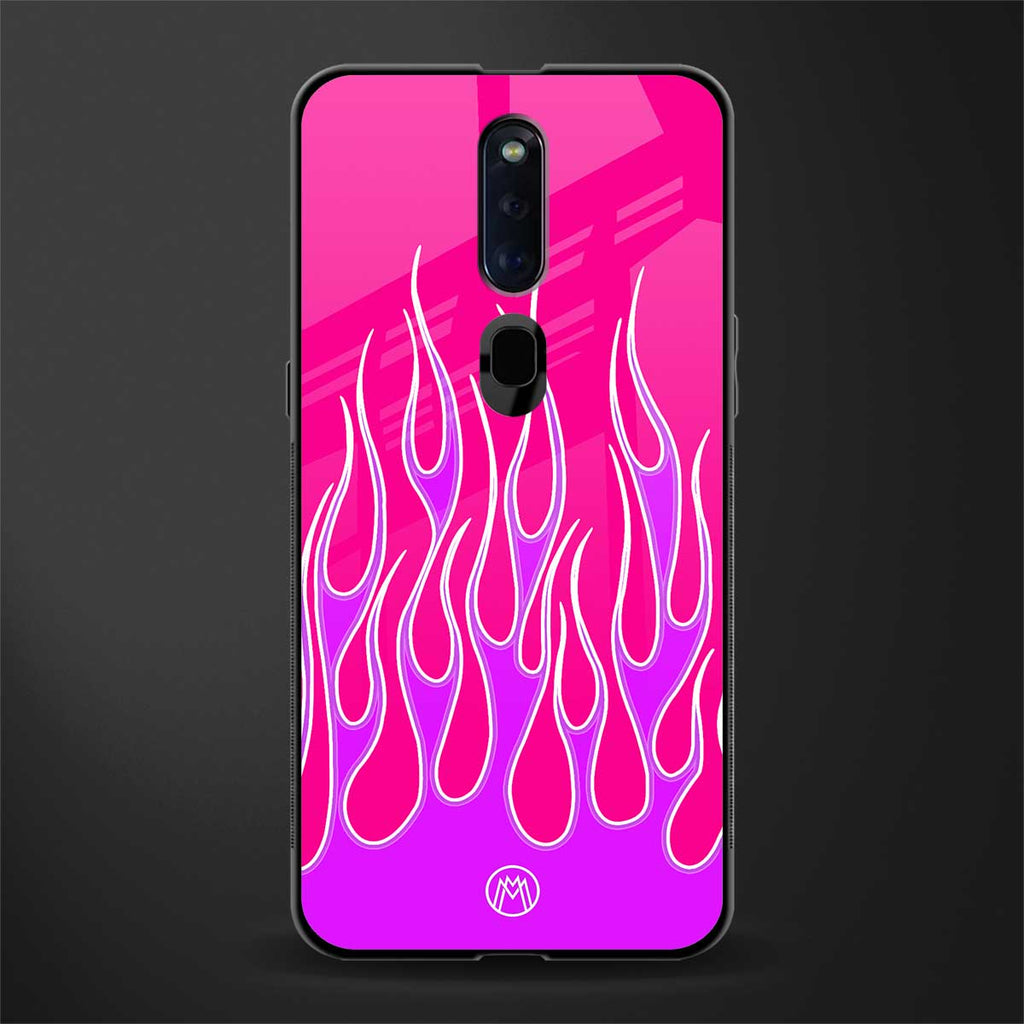 y2k hot pink flames glass case for oppo f11 pro image