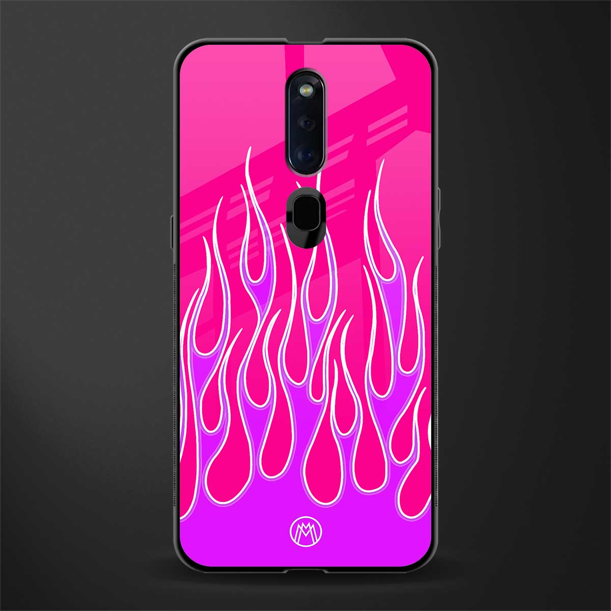 y2k hot pink flames glass case for oppo f11 pro image