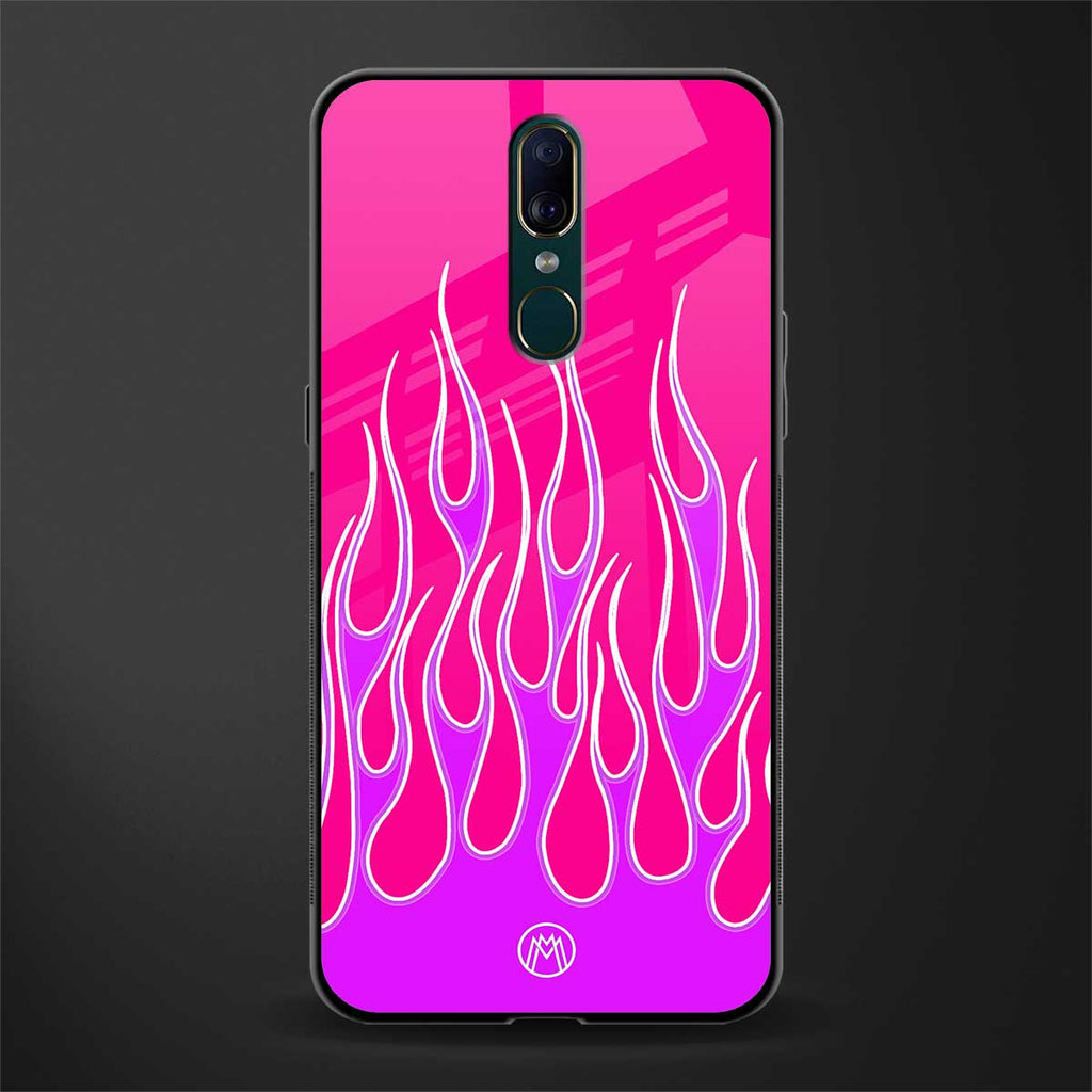y2k hot pink flames glass case for oppo f11 image