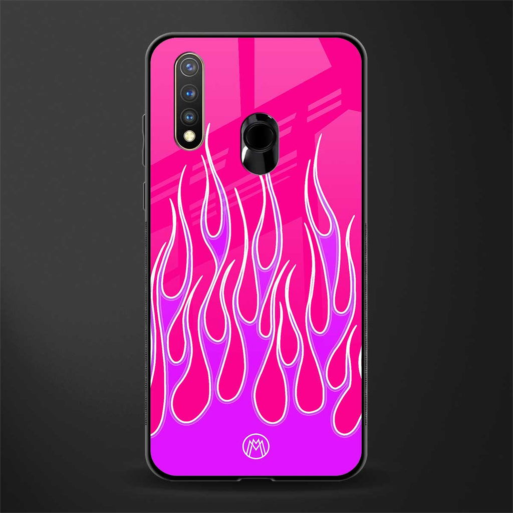 y2k hot pink flames glass case for vivo u20 image