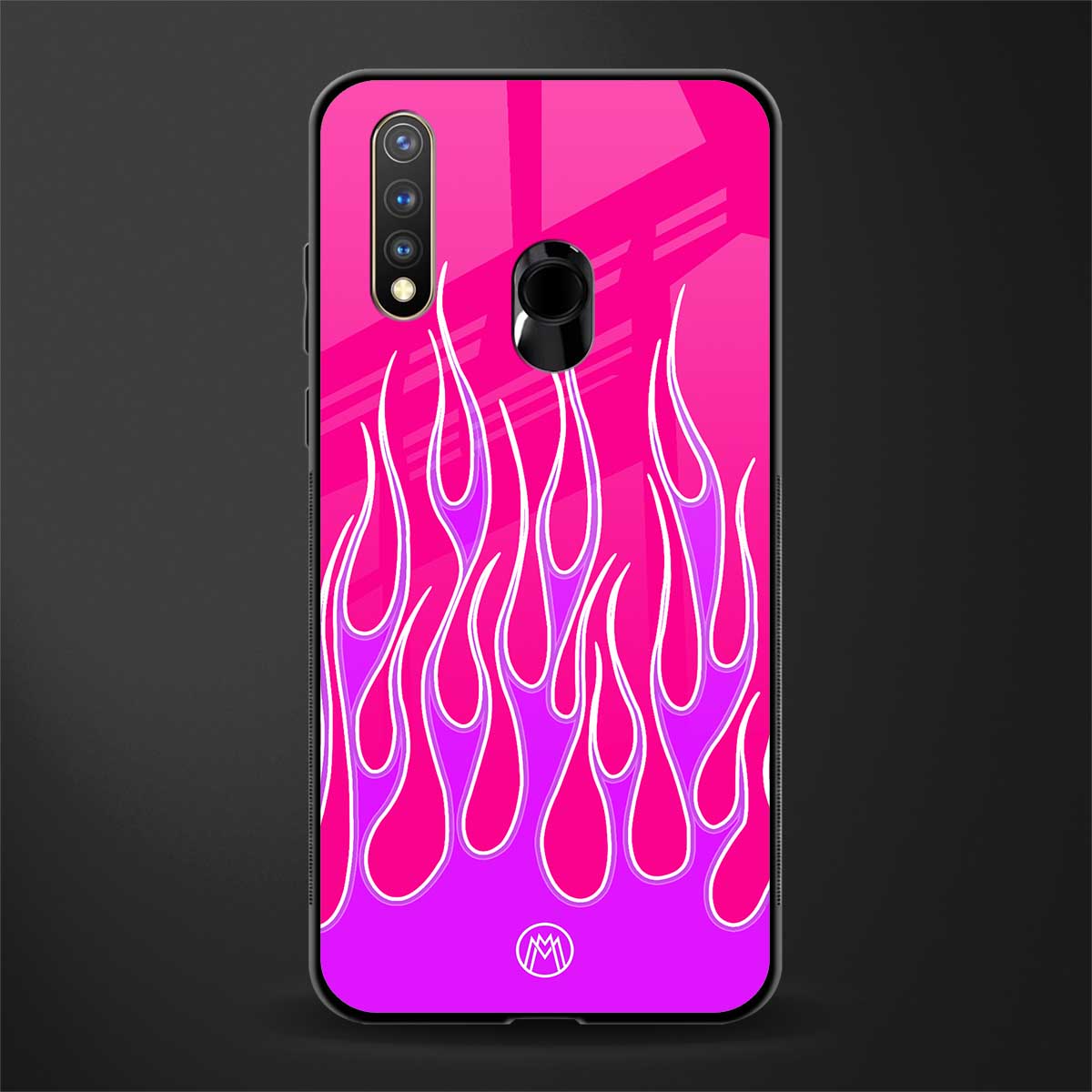 y2k hot pink flames glass case for vivo u20 image