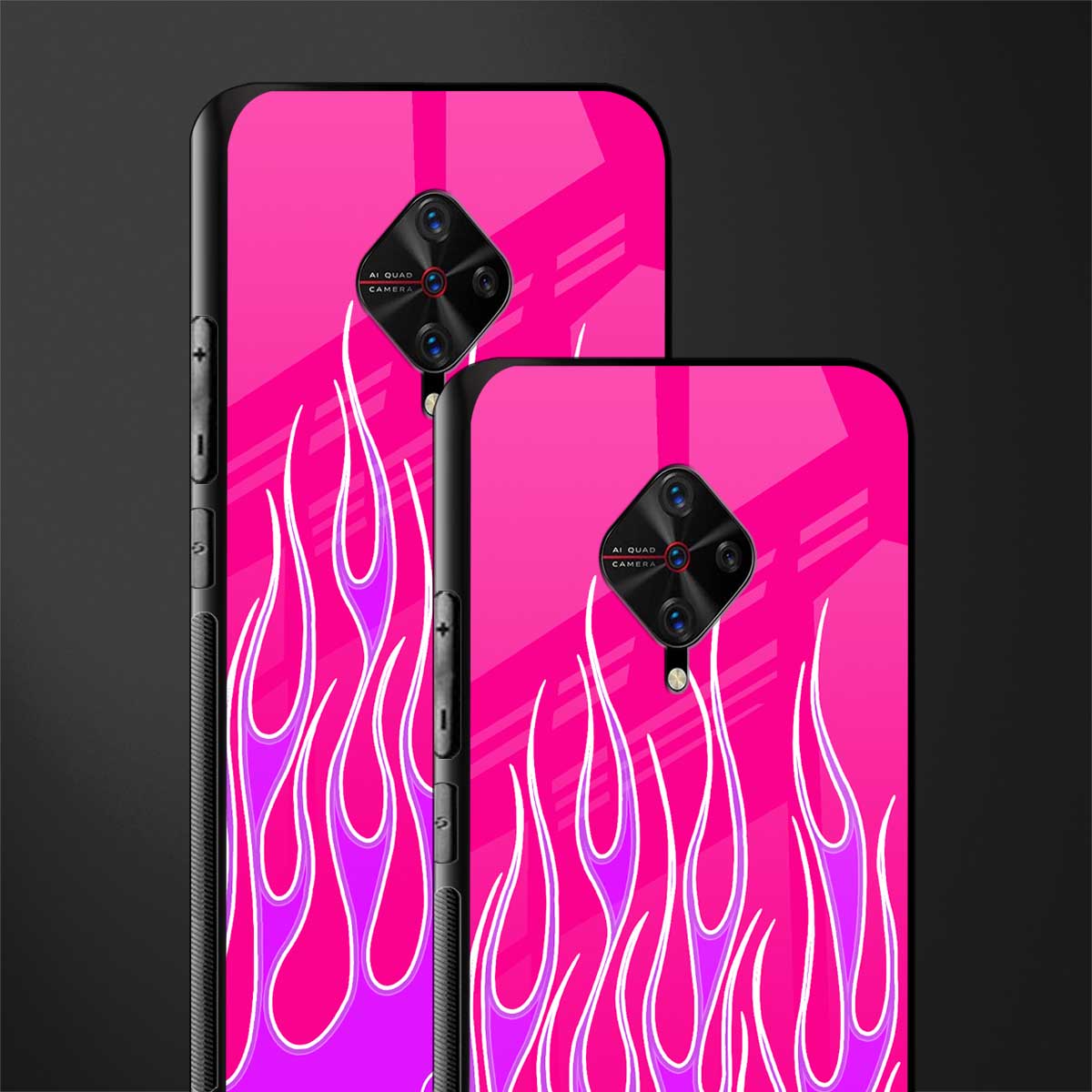 y2k hot pink flames glass case for vivo s1 pro image-2