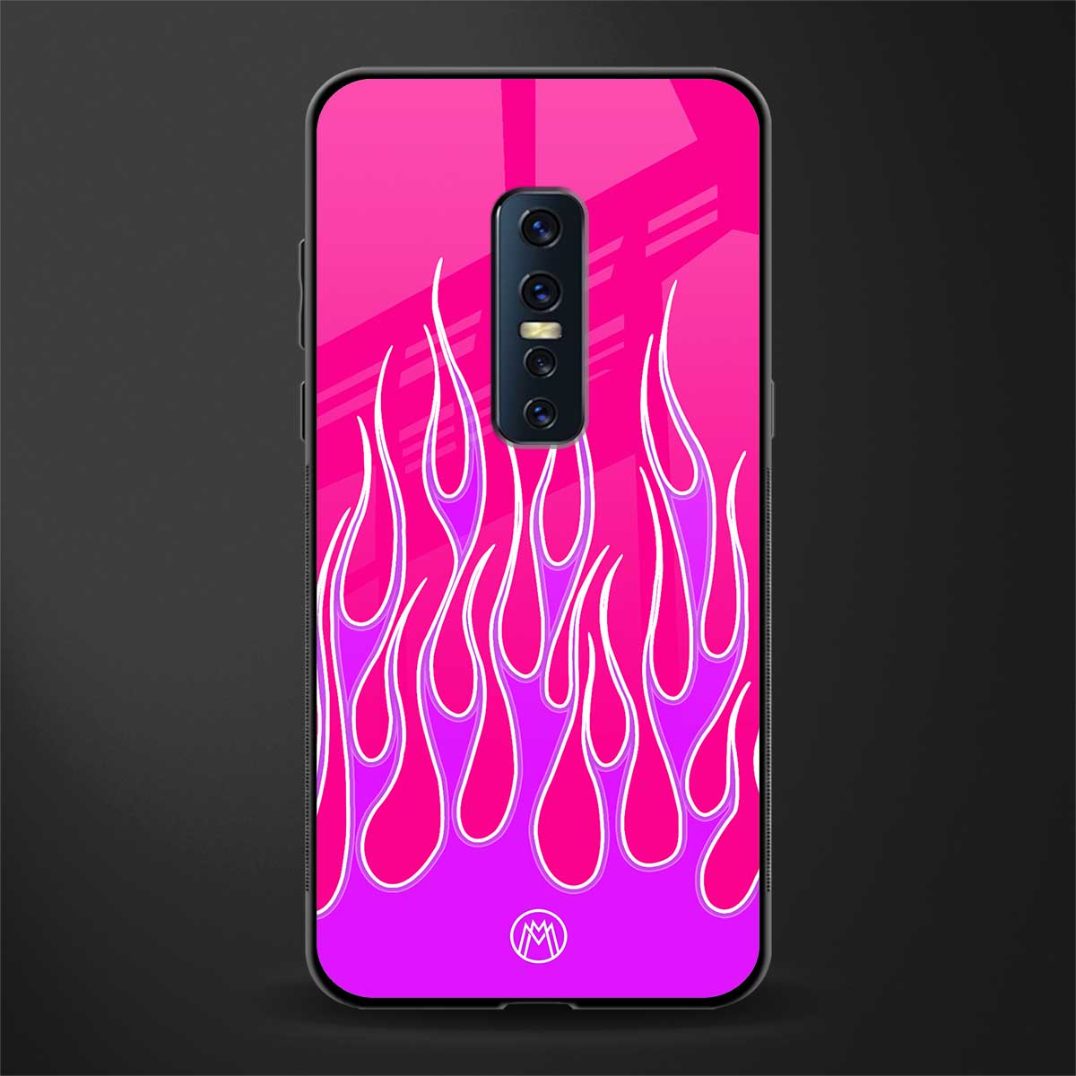y2k hot pink flames glass case for vivo v17 pro image